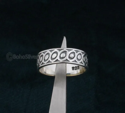 Vista 2 de 925 Silver Ring, Handmade Band Ring Women, Statement Band Rings, Fidget Spinner Ring, Wide Band Ring, Boho Band Rings, Narrow Band Ring, Minimalist