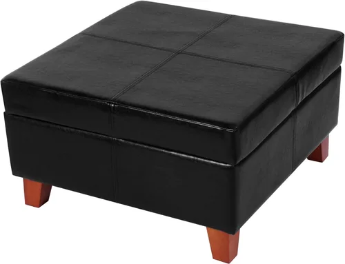 Vista 10 de HomePop Otomana cuadrada de piel sintética de 28 pulgadas, color negro