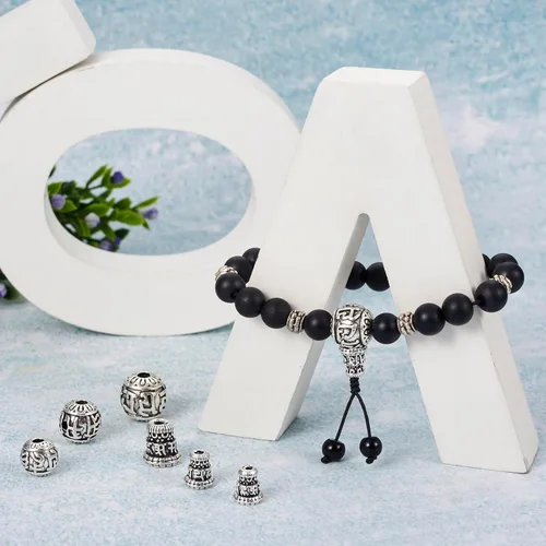 Vista 3 de Craftdady Cuentas de gurú tibetano de plata de 3 maneras para hacer collares y joyas