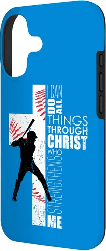 Vista 2 de Blue Christian Baseball Gifts Teen Boys Cross Bible Phone Case para iPhone 17