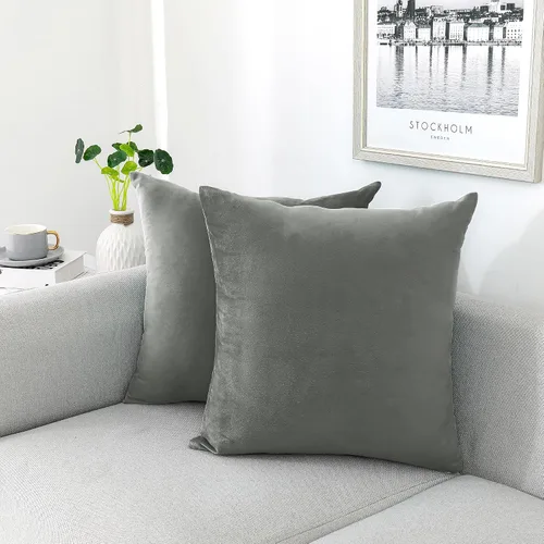 Vista 17 de NiNi ALL - Fundas de almohada decorativas de terciopelo 30x30 cm, paquete de 2 unidades, color azul bebé, suaves para sofá, dormitorio, sala