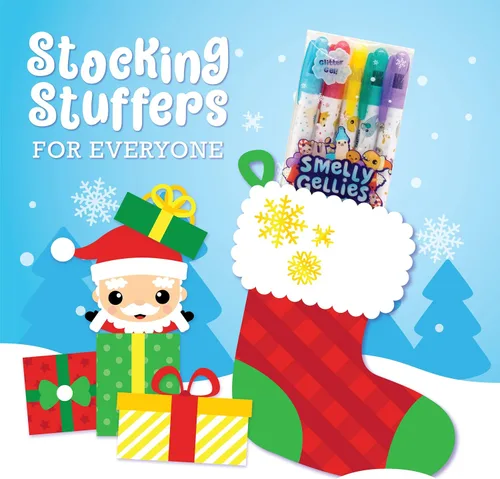 Vista 4 de Holiday Smelly Gellies – Palitos de colores en gel con purpurina patentada, crayones y resaltadores – 5 unidades – Regalos para niños, relleno
