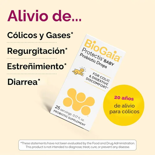 Vista 3 de BioGaia Protectis Gotas probióticas para bebé, esenciales para bebés para alivio de cólicos y gases, seguro para recién nacidos, alivia el llanto