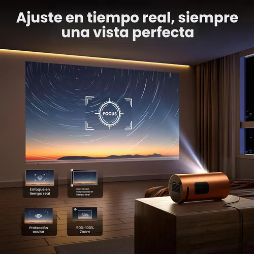 Vista 8 de Proyector portátil inteligente con WiFi y Bluetooth, alimentado por USB-C, mini proyector con aplicaciones integradas y sistema operativo Android