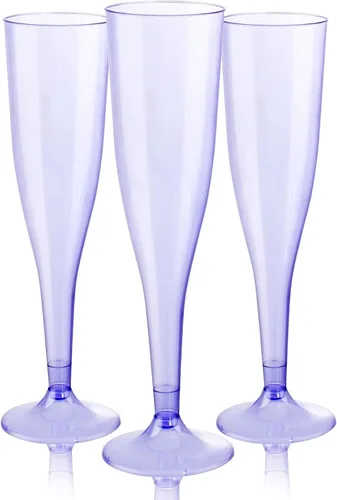 Vista 12 de WDF - Juego de 36 copas de champán de plástico azul transparente, 7 onzas, copas de champán desechables para fiestas, bodas, cumpleaños, primavera