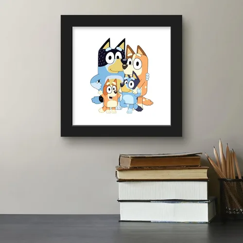 Vista 5 de Gallery Pops Bluey - Arte de pared de papá, mamá, Bluey y bingo, versión enmarcada negra, 12 x 12 pulgadas
