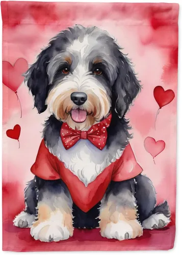 Vista 86 de Caroline's Treasures DAC5252GF Affenpinscher - Bandera de jardín con texto en inglés "My Valentine", bandera decorativa para patio exterior, patio