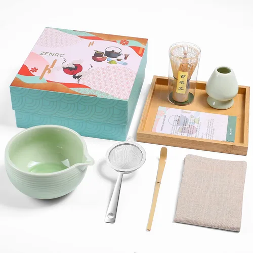 Vista 8 de ZENRC Kit de Ceremony Matcha – Batidor tradicional de bambú (Chasen) Scoop (Chashaku) Chawan Bowl con boquilla de vertido, soporte para batidor