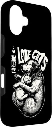 Vista 3 de Golden Retriever Dog Loves Cats Cuddle Art Case for iPhone 16