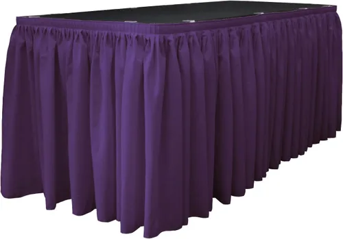 Vista 19 de LA Linen Falda de mesa de popelina de poliéster para mesas rectangulares, tela plisada para banquetes de boda, 14 pies por 29 pulgadas de largo