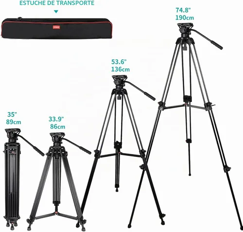 Vista 6 de COMAN KX3636 - Kit de trípode resistente con cabezal fluido de video + trípode universal para fotografía Dolly