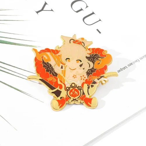 Vista 4 de Genshin Hutao Brooch Pin - Hutao Characters Cosplay Enamel Brooch Lapel Pin - Gift for Fans, Women and Girls