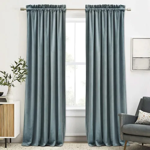 Vista 38 de RYB HOME Cortinas opacas de terciopelo para dormitorio, aislamiento térmico, privacidad, luz solar, bloqueo de calor, cortinas lujosas con bolsillo