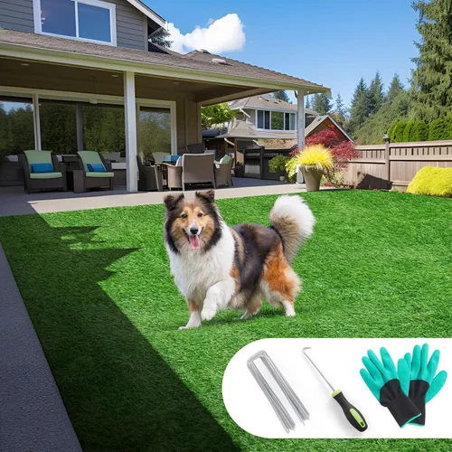 Vista 9 de LOOBANI Rollo de césped artificial sintético, césped artificial para baño de perro con agujeros de drenaje, alfombra de césped artificial