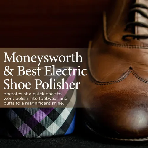 Vista 6 de Moneysworth & Best Pulidor eléctrico de zapatos, pulidor de zapatos de doble amortiguación para todos los zapatos de cuero, fácil control de botón