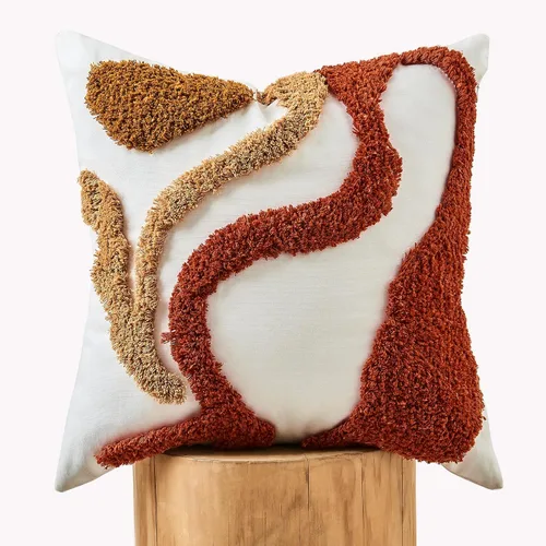 Vista 8 de lifein Fundas de almohada de 18 x 18 pulgadas, fundas de almohada copetudas de jacquard bohemio, fundas de almohada decorativas para casa de campo
