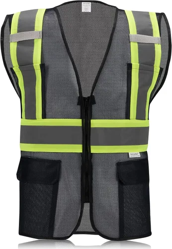 Vista 16 de Chaleco de seguridad reflectante de alta visibilidad con cremallera y bolsillos O/Y, Naranja