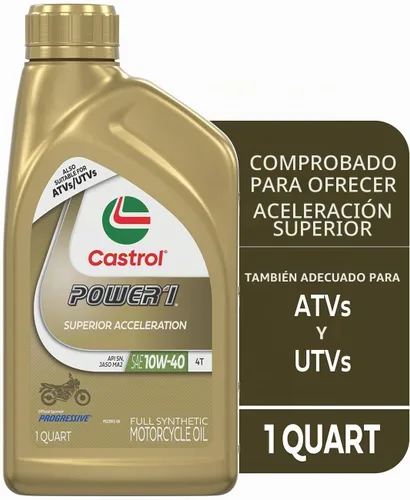 Vista 2 de Castrol Power1 4T 10W-40 Aceite sintético completo para motocicleta, 1 cuarto de galón, paquete de 6