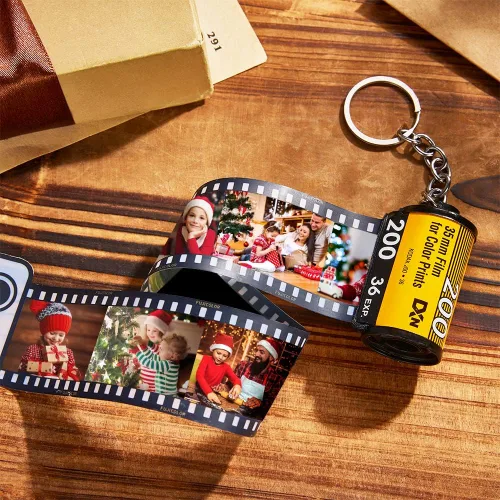 Vista 4 de Llavero de rollo de película, llavero personalizado con imagen, carrete de memoria de cámara, llavero de álbum de fotos, regalos de Navidad