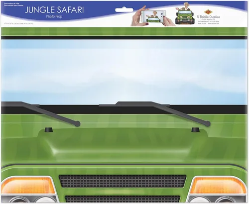 Vista 4 de Beistle Jungle Safari Jeep Photo Prop - Telón de fondo para fiesta de cumpleaños, multicolor Explorer Theme Birthday Parties, Zoo Adventures or