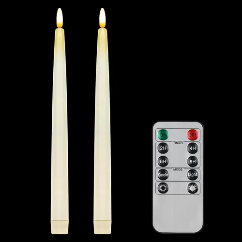 Vista 14 de CVHOMEDECO. Velas cónicas sin llama con control remoto de 10 teclas, velas LED parpadeantes con mecha 3D, funciona con pilas, velas de cera real