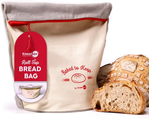 Vista 11 de KNEADACE Bolsas de Pan Reutilizables para Pan Casero - Elegante Almacenamiento de Pan de Masa Madre con Diseño de Tapa Enrollable, 100% Algodón
