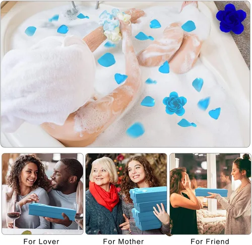 Vista 4 de Juego de 18 piezas de jabón de baño perfumado floral con pétalos de rosas, aceite esencial para plantas, el mejor regalo para mujeres, niñas, mamá