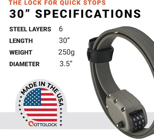 Vista 6 de OTTOLOCK HEXBAND Candado de bicicleta ligero, extra resistente, combinación de acero y kevlar, ideal para ciclismo, movilidad eléctrica y equipo al