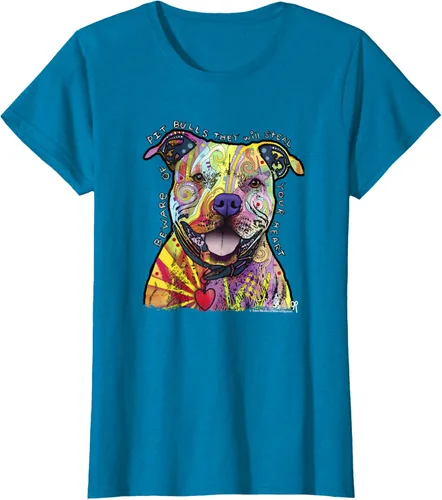 Vista 70 de Beware Of Pit Bulls, Dean Russo Pitbull Original - Camiseta para amantes de los perros, Negro