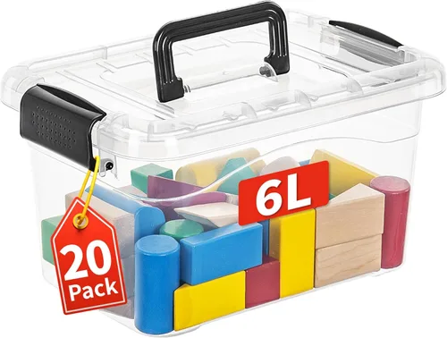Vista 11 de Cetomo Paquete de 12 cajas de almacenamiento de 6 pulgadas de largo x 12 unidades, con tapas y asa para organización del hogar, dormitorio, oficina