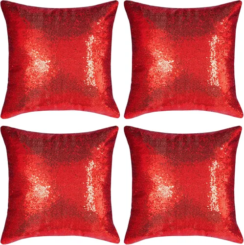 Vista 16 de Juego de 4 fundas de almohada decorativas con lentejuelas negras cuadradas para silla, sofá, cama, dormitorio, sala de estar, decoración para bodas