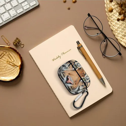 Vista 7 de Funda con estampado de cara de tigre para AirPods Pro de 2ª/1ª generación con llavero de protección completa duradera a prueba de golpes funda
