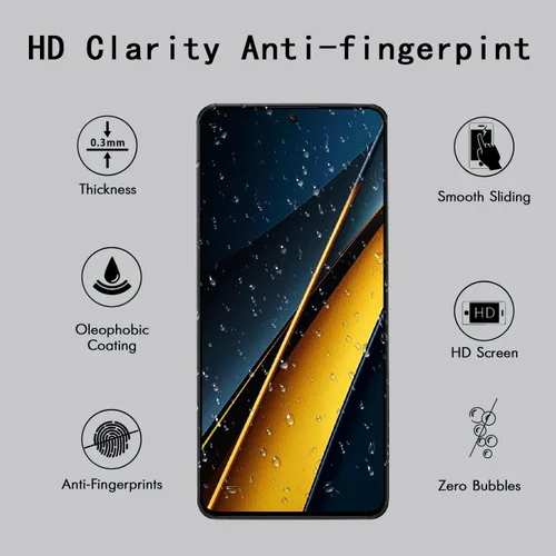 Vista 2 de Protector de pantalla de vidrio templado para XIaomi Poco X6 Pro (4 unidades) Vidrio templado, resistente a los arañazos, fácil de instalar, sin