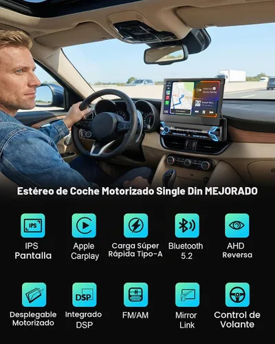 Vista 2 de Estéreo motorizado del coche de la pantalla táctil del solo DIN, Apple Gris