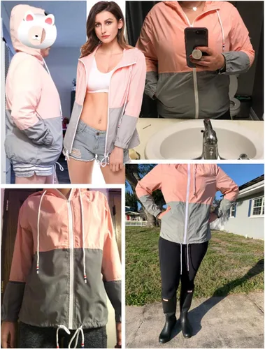 Vista 5 de SoTeer Chubasquero impermeable con capucha para mujer, rompevientos S-XXXL
