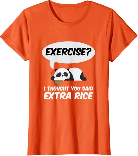 Vista 44 de ¿Ejercicio? I Thought You Said Extra Rice Panda Gift T-Shirt, Negro, S