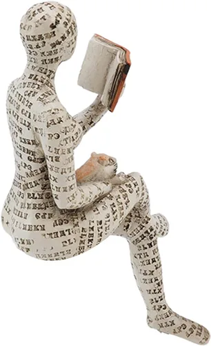 Vista 8 de Figura de mujer de lectura, innovadora estantería de pulpa de lectura para mujer, estatua de pensador para decoración de escritorio de oficina