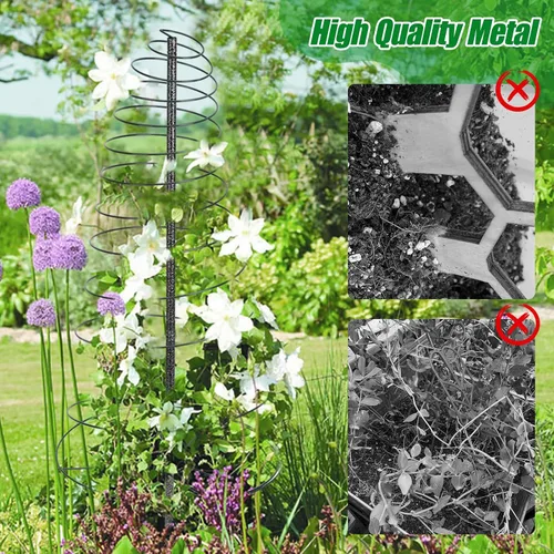 Vista 3 de Enrejado para plantas trepadoras al aire libre, 73 pulgadas de alto, enrejado de metal para jardín, para verduras, flores, plantas, soporte de vid