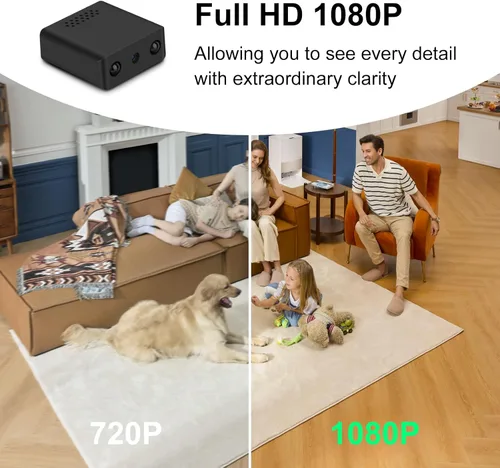 Vista 3 de Cámaras Espía Ocultas Pequeñas - Mini Cámara Niñera para Seguridad del Hogar, Cámaras Espías Ocultas, No Necesita WiFi, Grabadora de Tarjeta SD