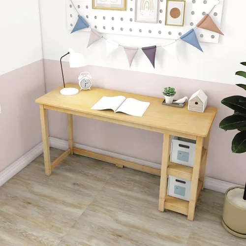 Vista 11 de Max & Lily Escritorio de madera maciza con estantes, 47 pulgadas, azul