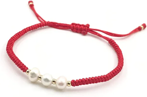 Vista 3 de Stylish Dainty Red String Bracelet with Cultured Freshwater Pearl for Women - Perfect Fashion Accessory