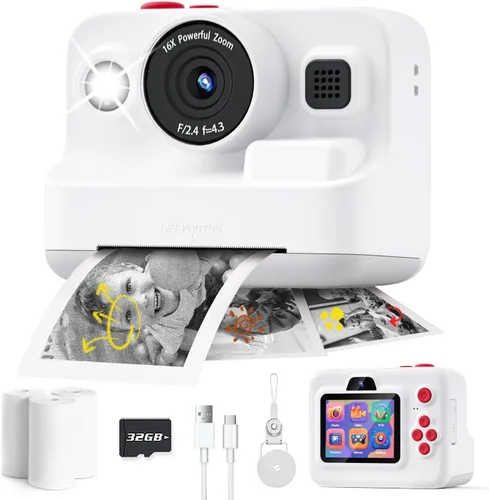 Vista 10 de Dylanto Cámara de niños con impresión instantánea, cámaras instantáneas de 1080P para niños que imprimen fotos, regalos de Navidad de cumpleaños