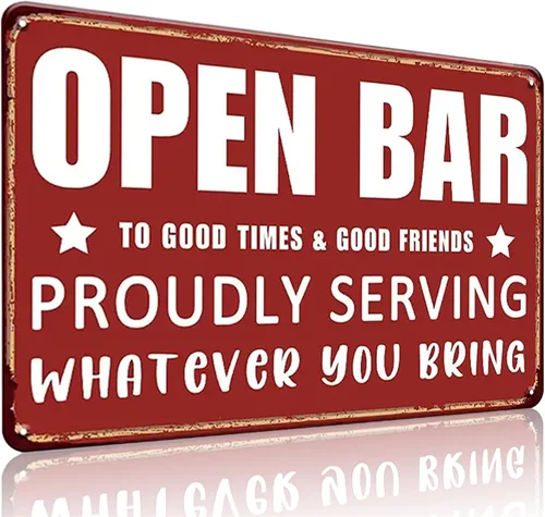 Vista 8 de Crazysign Letrero divertido de barra con texto en inglés "Alcohol Because No Great Story Ever Started with Someone Eating Salad Tin Salad Tin