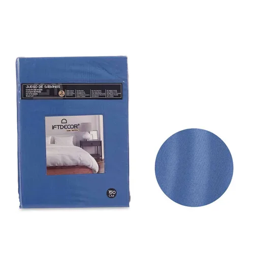 Vista 2 de Juego de Sábanas Gift Decor Azul Cama de 150 3 Piezas