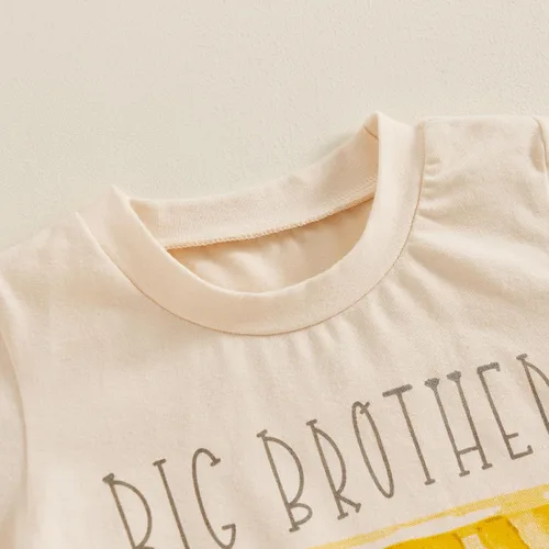 Vista 4 de Sduydiosy Ropa de verano para bebé niño, Big Brother en construcción, camisetas de manga corta, pantalones cortos, lindos trajes para recién nacidos