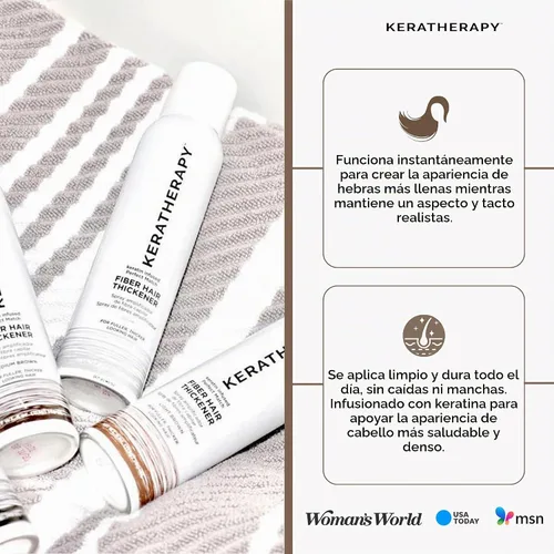 Vista 5 de Keratherapy Spray espesante de fibra con infusión de queratina, marrón medio, 4 onzas líquidas, 4.7 fl oz – Laca para el cabello voluminizadora