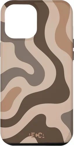 Vista 10 de iPhone 12 mini Retro líquido remolino Groovy café latte patrón marrón caja del teléfono