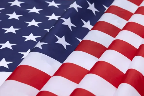 Vista 3 de Bandera americana de 2 x 3 pies para interiores y exteriores - Banderas de Estados Unidos de poliéster y nailon - Bordes de doble costura con ojales