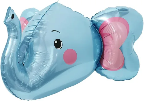 Vista 8 de Globo de elefante 4D, vida silvestre, selva, bosque, safari, suministros de fiesta de animales, paquete de 4 globos gigantes de cabeza de elefante