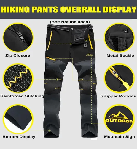 Vista 7 de MAGCOMSEN Men's Hiking Pants 5 Zipper Pockets Outdoor Lightweight Water Resistant Reinforced Knees Work Pants